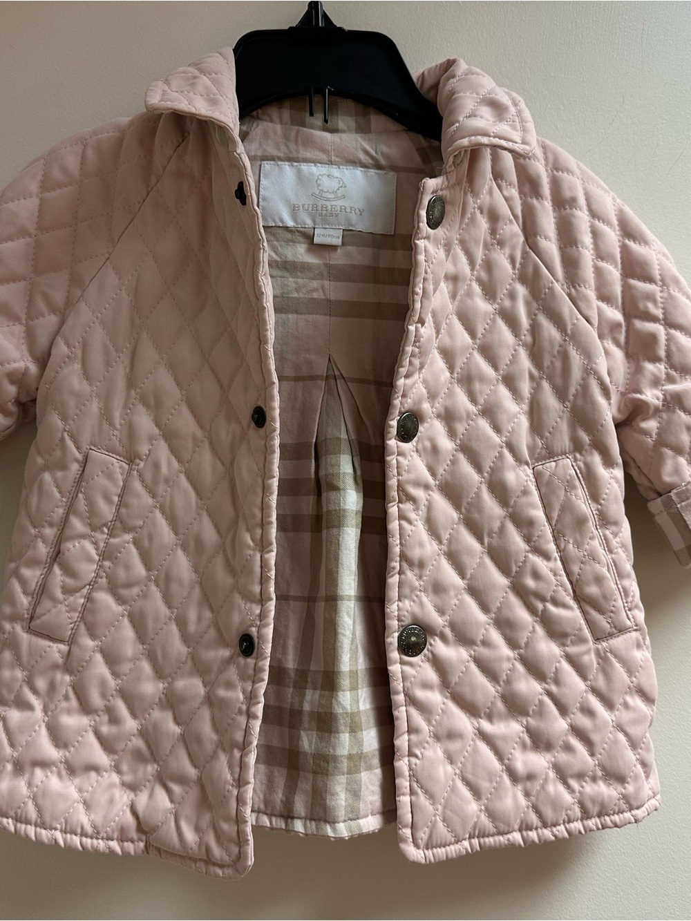 Burberry Light Pink Quilted Girls' Puffer Jacket